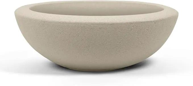ARBORA 21" Santorini Bowl Polyresin Indoor and Outdoor Planter with Classic Cream Finish - Durable, Weatherproof, Lightweight, Large Plant Pot for Patio, Garden, Deck, Entryway by GreenHaven Gardens