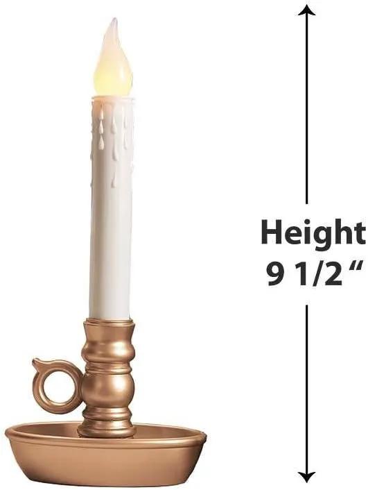 Plow & Hearth Set of 4 AA Battery Operated Window LED Candle Lamps | Auto Timer | Long Lasting Bulbs Never Need Replacing | Holiday Lights | Antique Gold Base | 9 1/2 H by GreenHaven Gardens