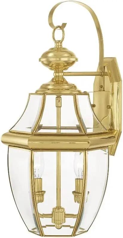 Livex Lighting 2251-07 Monterey 2 Light Outdoor Bronze Finish Solid Brass Wall Lantern with Clear Beveled Glass, 20.25" x 10.5" x 20.25" by GreenHaven Gardens