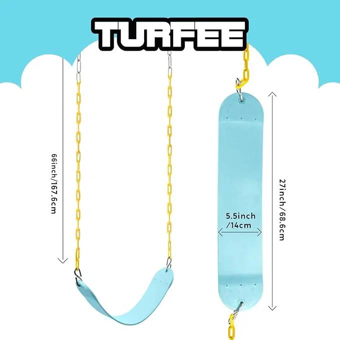 TURFEE Swing for Outdoor Swing Set - Pack of 1 Seat Replacement Kit with Heavy Duty Chains - Backyard Swingset Playground Accessories for Kids (Blue 2) by GreenHaven Gardens