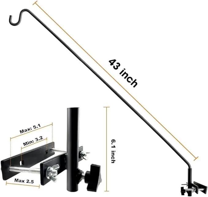 ERYTLLY 2 Packs Extended Rail Hook Fence Deck Bird Feeder Hook 360 Degree Rotary and Length Adjustable Plant Bracket for Feeders, Planters, Suet Baskets, Lanterns, Wind Chimes and More by GreenHaven Gardens