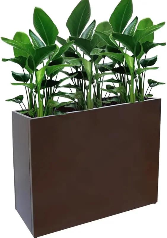 Metal Tall Long Planter Box Large Rectangular Planter Flower Pot with Drainage Holes for Indoor Outdoor Deck Porch Garden Home Patio Front Door (Espresso, M) by GreenHaven Gardens