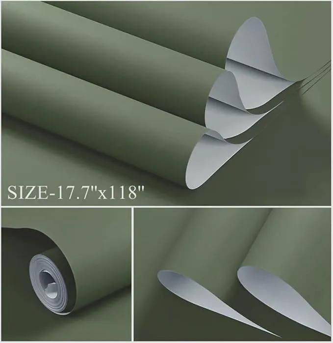 Dimoon 394''x17.7'' Green Peel and Stick Wallpaper Contact Paper Modern Self Adhesive Wall Paper Removable Renter Friendly Textured Solid Color Shelf Cabinet Vinyl Roll (394''x17.7'',Leaf Green) by GreenHaven Gardens