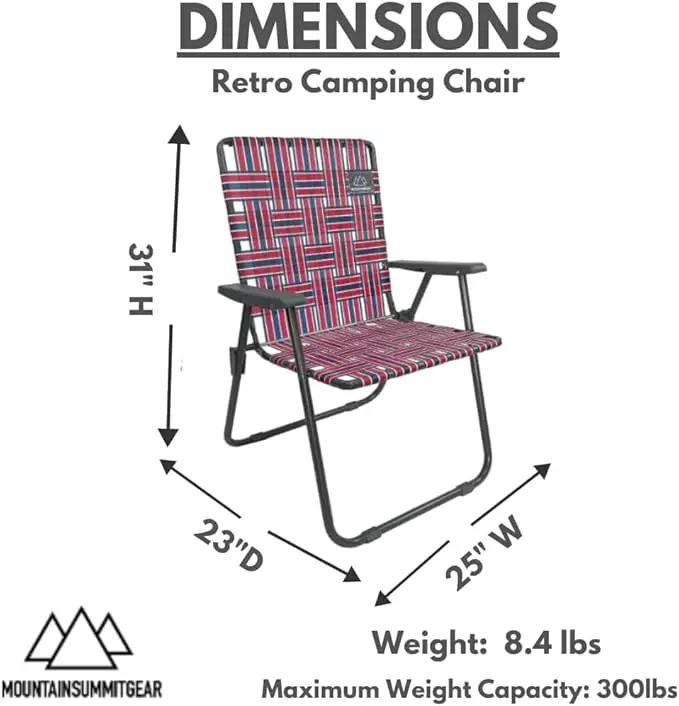 Retro Webbed Camping Chair - Lightweight, Foldable, Durable Steel Frame, 300lb Capacity, Vintage Red/Blue Stripes by Caddis Sports (4) by GreenHaven Gardens