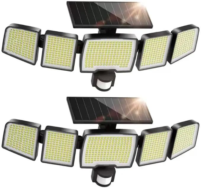 UME Solar Outdoor Lights 620 LED 4500LM, IP65 Waterproof Motion Sensor Outdoor Lights, 5 Heads Solar Security Flood Light 270 Wide Lighting Angle with 3 Modes for Garden Patio Yard - 2 Pack by GreenHaven Gardens