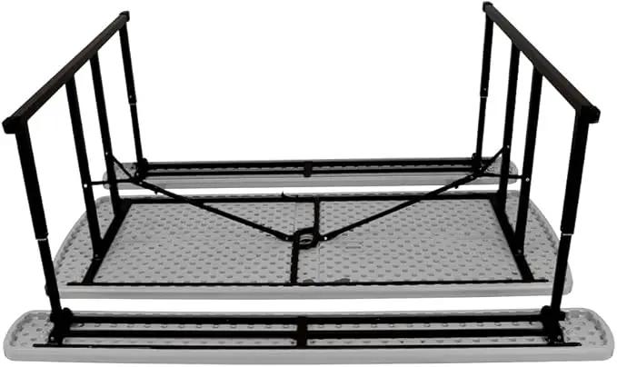OEF Furnishings Heavy Duty Blow Molded Folding Picnic Table- Light Speckled Grey, Black Frame by GreenHaven Gardens
