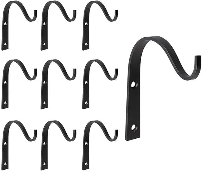 Mkono 10 Pack Iron Wall Hooks for Hanging Plant Lanterns, Plant Hanger Fence Metal Bracket for Bird Feeders, Wind Chimes, Mason Jar Sconces, Light Outdoor Indoor Rustic Home Decor, 3 Inch by GreenHaven Gardens