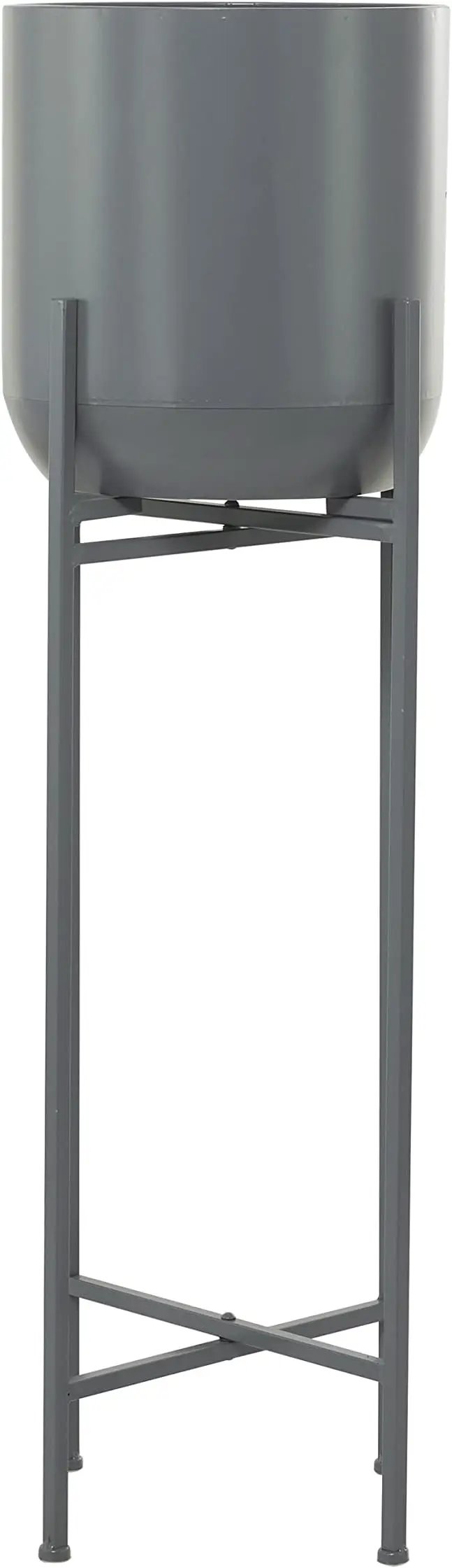 Deco 79 CosmoLiving by Cosmopolitan Metal Round Planter with Removable Stand, 13" x 13" x 42", Gray by GreenHaven Gardens