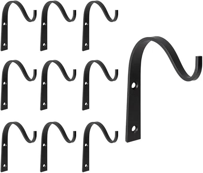 Mkono 10 Pack Iron Wall Hooks for Hanging Plant Lanterns, Plant Hanger Fence Metal Bracket for Bird Feeders, Wind Chimes, Mason Jar Sconces, Light Outdoor Indoor Rustic Home Decor, 3 Inch by GreenHaven Gardens