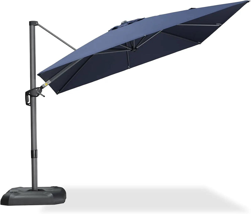 PURPLE LEAF 9 Feet Patio Umbrella Outdoor Cantilever Square Umbrella Aluminum Offset Umbrella with 360-degree Rotation for Garden Deck Pool Patio, Navy Blue by GreenHaven Gardens