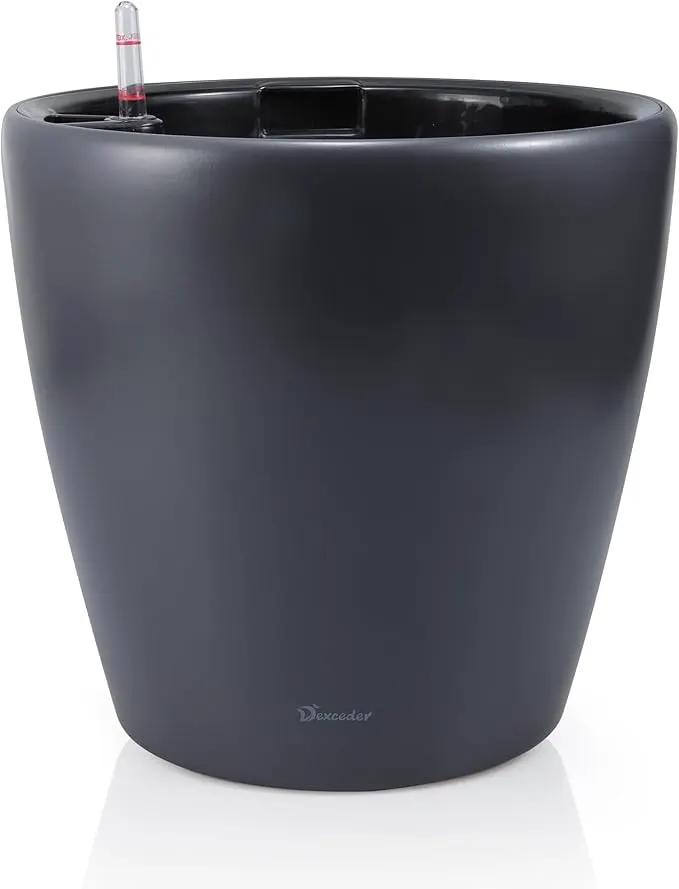 Dexceder 15x14 Self Watering Planter with Wheels Indoor Outdoor, Inner Pot Design, Thickened Large Floor Standing Flower Plant Pot with Water Level Indicator (Slate Gray Matte) by GreenHaven Gardens