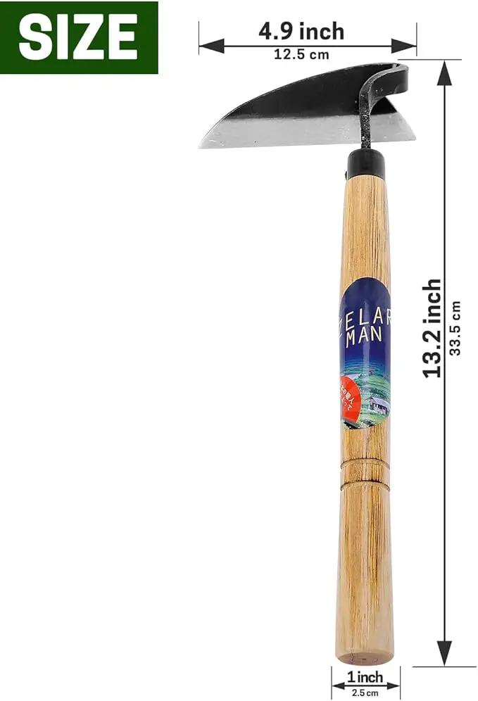 Japanese-Style Weeding Sickle/Hand Hoe, Sickle Garden Hand Weeder Tool with All Steel Blade for Cutting Grass, Digging, Soil loosening by GreenHaven Gardens