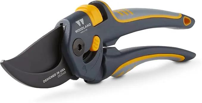 Woodland Tools Co. Super Duty Bypass Pruning Shears – 3/4" Cut Capacity, Gear-Driven Cutting System, High Carbon Steel Blade, Internal Spring, Adjustable Grip, Garden Pruner for Thick Stems and Shrubs by GreenHaven Gardens