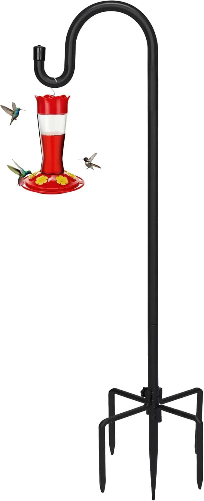 Kingsyard Adjustable Shepherd Hooks for Outdoor - 60 INCH Heavy Duty Bird Feeder Pole with 5 Prong Base, Hummingbird Feeder Stand, Garden Plant Baskets, Weddings Decor, Solar Light Lanterns by GreenHaven Gardens