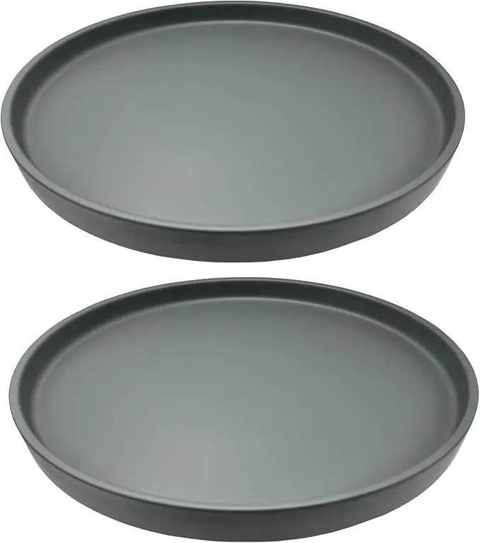 2 Pack Ceramic Plant Saucer Pot Tray 6 Inch, Planter Saucers 4 5 6 7 8 9 10 11 12 13 Inch for Indoors Outdoor, Durable Sturdy Flower Drainage drip Water Tray for Glazed Pots Base (6.4 Inch-Grey) by GreenHaven Gardens