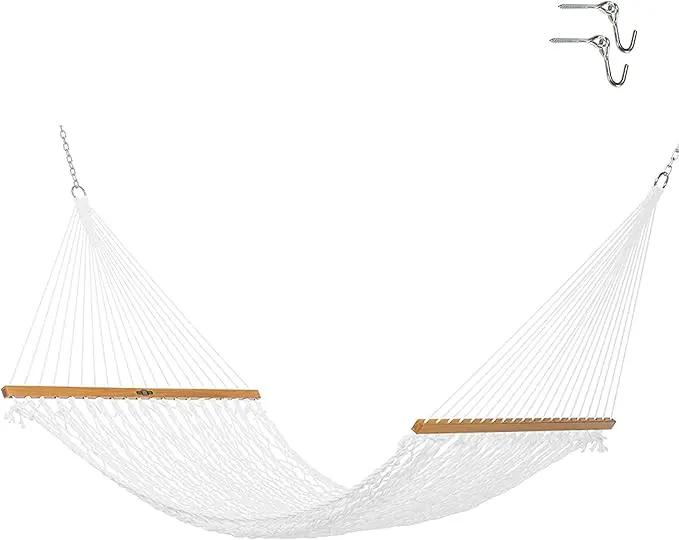 Original Pawleys Island Large White DURACORD® Rope Hammock with Extension Chains & Tree Hooks, Handcrafted in The USA, 450 LB Weight Capacity, 13 ft. x 55 in. by GreenHaven Gardens