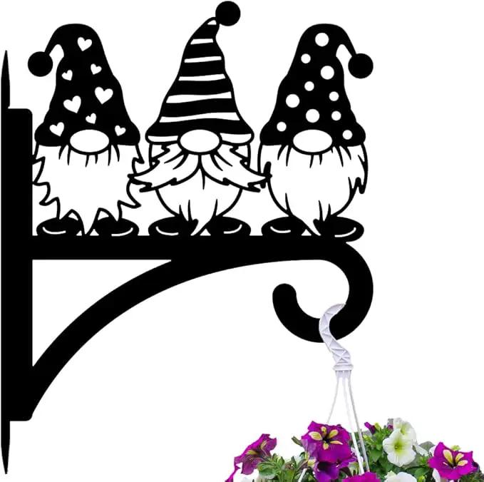 peacoblue Iron Plant Hangers Hooks for Outdoor Indoor Hanging Plants Flower Fern Pots, Lantern, Bird Feeder, 12”x14”Gnome Weather Resistant Metal Wall Brackets Holder for Porch, Garden, House(Gnome) by GreenHaven Gardens