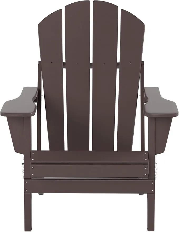 WO Home Furniture Adirondack Chairs Table Set of 3 PCS Outdoor Folding Chairs Coffee Table Weather/UV Resistant for Lawn, Garden, Bon Fire, Balcony (Dark Brown) by GreenHaven Gardens