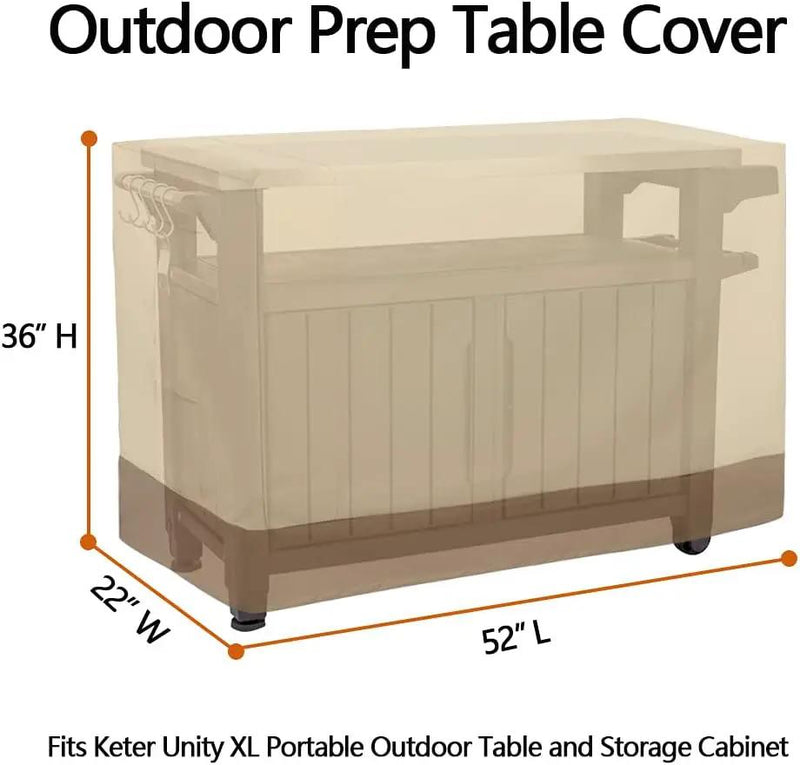 52 Inch Outdoor Prep Table Cover for Keter Unity XL Portable Outdoor Storage Cabinet Heavy Duty Waterproof BBQ Grill Prep Table Cover Patio Bar Cooking Cart, Beige by GreenHaven Gardens