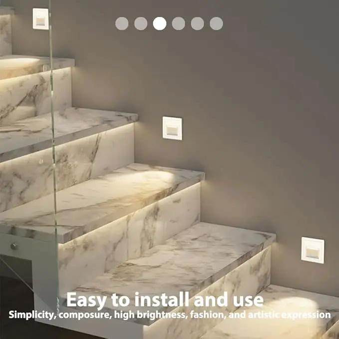 8Pack 3W LED Step Light, Warm White 3000K IP65 Waterproof Recessed Wall Light, Staircase Light Lighting lamp, Inside Outside Garden Balcony Corridor, Aluminum, 120V,White by GreenHaven Gardens