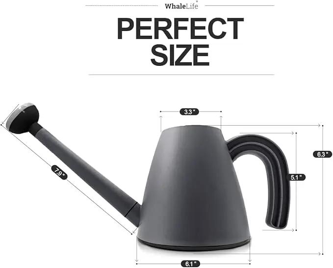 WhaleLife Indoor Watering Can for House Bonsai Plants (2.0L, Gray) by GreenHaven Gardens