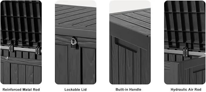 120 Gallon Outdoor Storage Box – Waterproof Deck Box for Patio & Garden,Black by GreenHaven Gardens