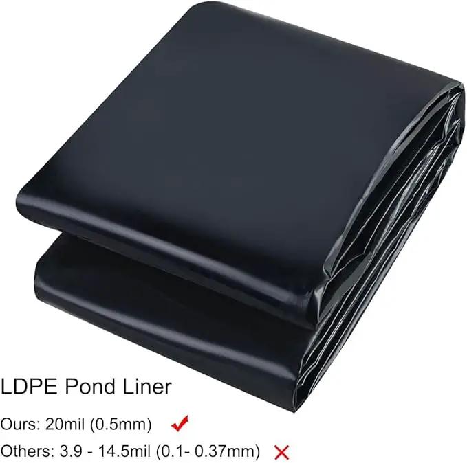 Pond Liner, 20 Mil 7 x 10 Feet Pond Liners for Outdoor Ponds, Black LDPE Fish Pond Liner for Small Ponds, Streams Fountains and Garden Waterfall by GreenHaven Gardens