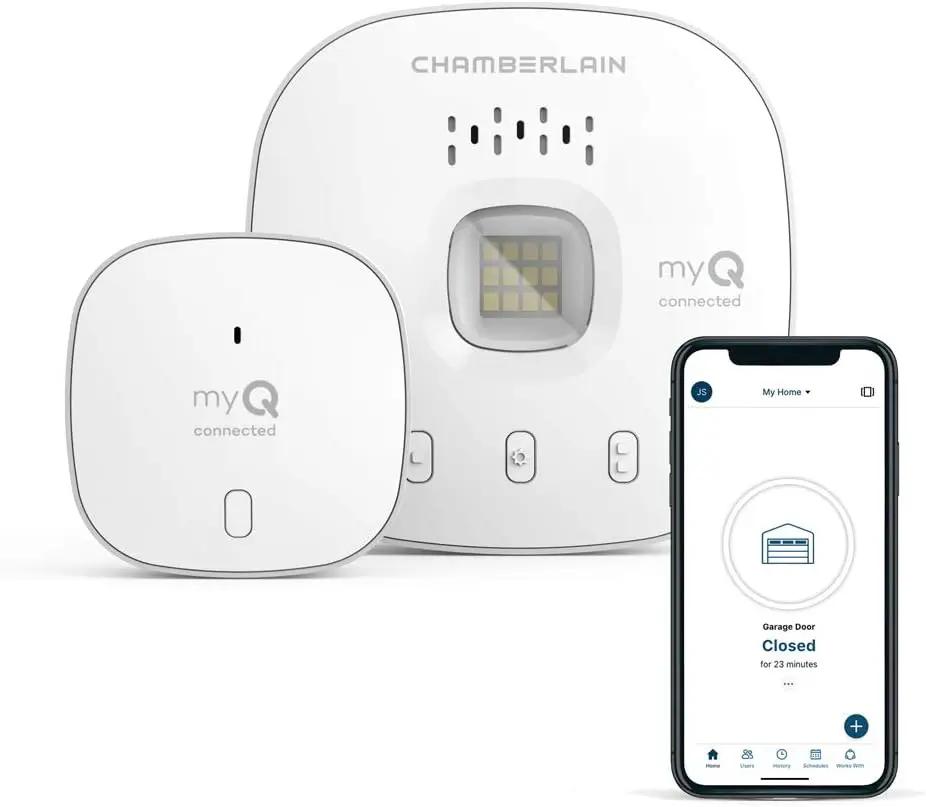 CHAMBERLAIN Smart Garage Control - Wireless Garage Hub and Sensor with Wifi & Bluetooth - Smartphone Controlled, myQ-G0401-ES, White by GreenHaven Gardens
