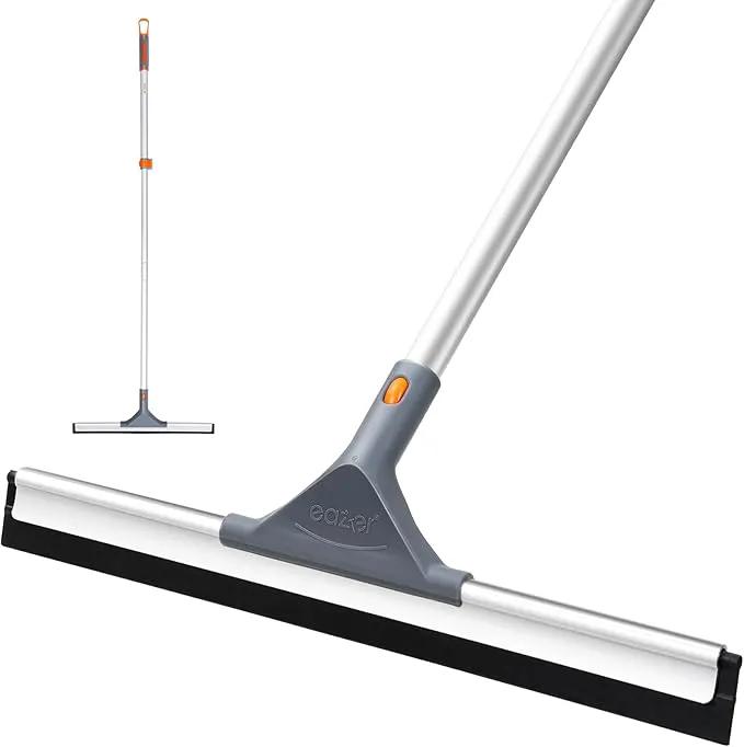 Eazer Floor Squeegee Broom: Heavy Duty Scrubber with Extendable 50.3'' Aluminum Pole and Rubber Blade for Kitchen, Swimming Pool, Concrete Floors,Shower,Tiles,Garages,Windows,Glass,Pet Hair Removal by GreenHaven Gardens