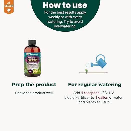Premium Liquid Orchid Plant Fertilizer - 3-1-2 Concentrate for Indoor Plants and Flowers by Gardenera | Organic Plant Food for Orchids - 8oz by GreenHaven Gardens