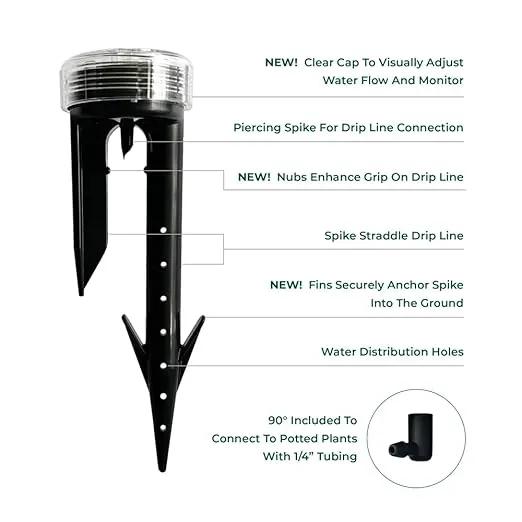 Spike 4-Pack - Deep Underground Dripper, Tree & Plant Root Watering Drip Irrigation & Fertilizer Stake (1/2" Female NPT Compatible with All Connectors, Water Hose, Drip & PVC) by GreenHaven Gardens