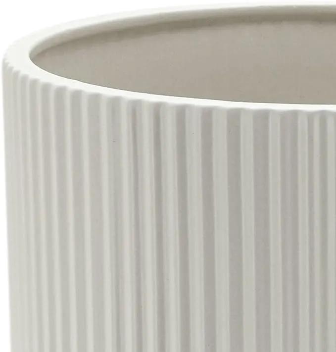 Amazon Basics Assorted Sizes Fluted Ceramic Round Indoor Outdoor Planters with Drainage, Set of 3, Modern Design, 6-Inch, 8-Inch, 10-Inch, White by GreenHaven Gardens