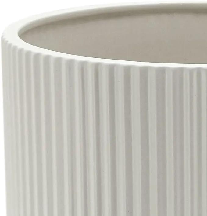 Amazon Basics Assorted Sizes Fluted Ceramic Round Indoor Outdoor Planters with Drainage, Set of 3, Modern Design, 6 inch, 8 inch, 10 inch, White by GreenHaven Gardens