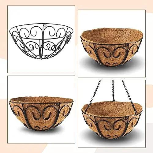 2 Pack Metal Hanging Planter Basket with Coco Coir Liner Chain Round Wire Plant Holder Flower Pots Hanger Garden Decoration Porch Decor Watering Hanging Baskets Indoor Outdoor (BUTTERFLY SHAPE) by GreenHaven Gardens