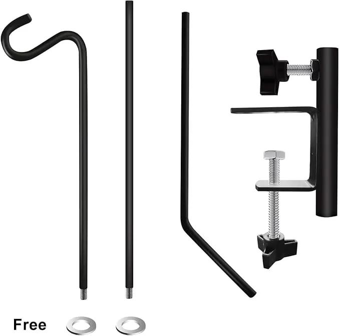 ERYTLLY Extended Reach Deck Hook Wall Pole Wall Mounted Deck Hook Extensible and 43 inch Wall Bracket for Hanging Bird Feeder,Plants,Wind Chimes,Lanterns 2 Packs by GreenHaven Gardens