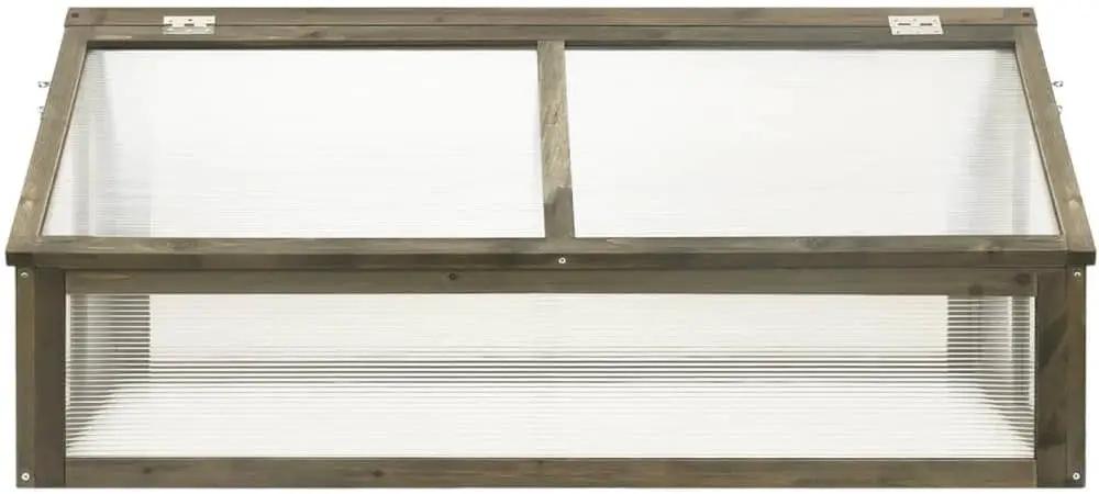 Firwood Garden Portable Wooden Greenhouse - Raised Flower Planter with 2 Roofs, Mini Greenhouse Cabinet for Outdoor Indoor Use, 44.8"x31.4"x19.6"/Gray by GreenHaven Gardens