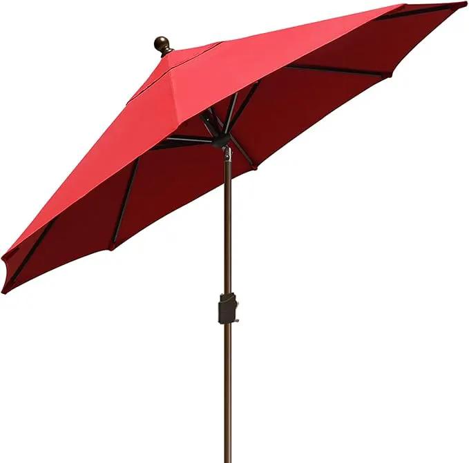 EliteShade USA 10-Year-Non-Fading 9Ft Market Umbrella Patio Umbrella Outdoor Table Umbrella with Ventilation,Logo Red by GreenHaven Gardens