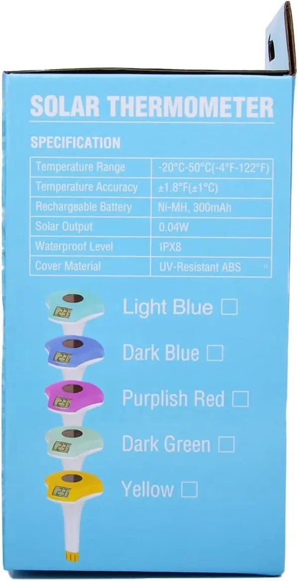 BALDR Pool Thermometer Floating Easy Read, IPX8 Waterproof, Solar Powered Digital Pool Thermometer with LCD Screen,Suitable for Swimming Pool/Hot Tub/Hot Spring/Aquarium (Blue) by GreenHaven Gardens