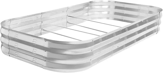 Galvanized Raised Garden Bed Kit, Large Metal Raised Garden Beds for Vegetables, Galvanized Planter Raised Garden Boxes Outdoor (Silver) by GreenHaven Gardens