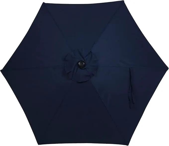 Sunnydaze Outdoor Patio Umbrella - Polyester Table Market Umbrella with Push-Button Tilt and Crank - 6 Sturdy Ribs - Blue - 7.5ft by GreenHaven Gardens
