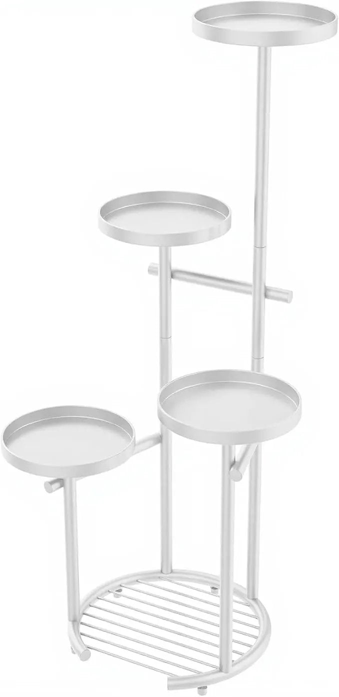 TOSKING 5 Tier Metal Plant Stand Indoor, Plant Shelf, Corner Shelf Flower Pot Stand for Outdoor Plant Stand for Living Room Balcony Garden Patio Bedroom (White, 38in) by GreenHaven Gardens