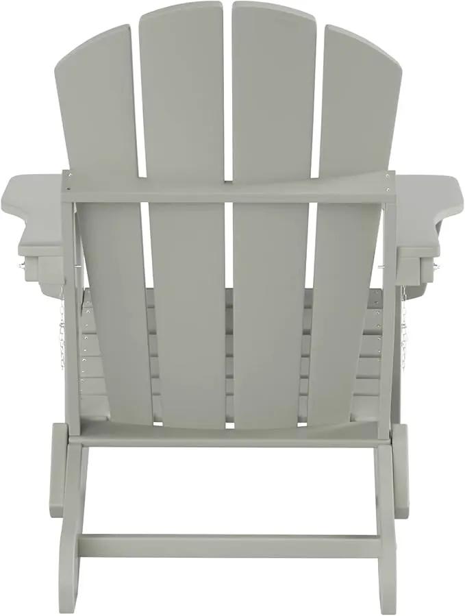 WO Home Furniture Adirondack Chairs Table Set of 3 PCS Outdoor Folding Chairs Side End Table Weather/UV Resistant for Lawn, Garden, Bon Fire, Balcony (Sand) by GreenHaven Gardens