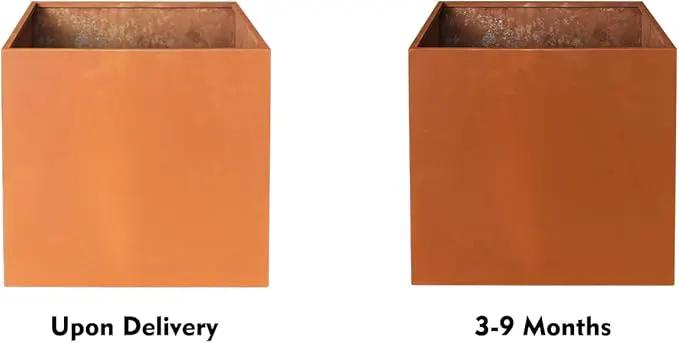 Corten Steel Planter Box Metal Square Planters Steel Large Planter Outdoor Tall Plant Durable Antique Detached for Commercial Residential Patio Deck and Backyard 26 Inch by GreenHaven Gardens