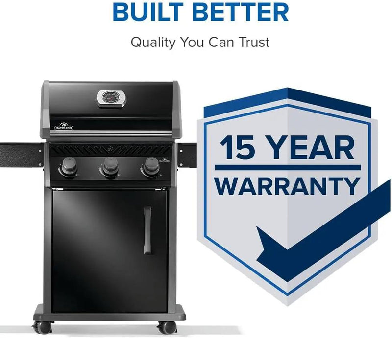 Napoleon Rogue 425 Propane Gas Grill, Black, Durable 3-Burner BBQ by GreenHaven Gardens