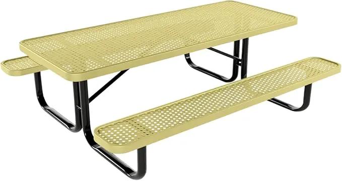 Heavy-Duty Portable Outdoor Kids Table, Punched Steel Kids Picnic Table, Commercial-Grade Picnic Table, Made in America (6ft Rectangular, Childrens, Textured Sandstone) by GreenHaven Gardens