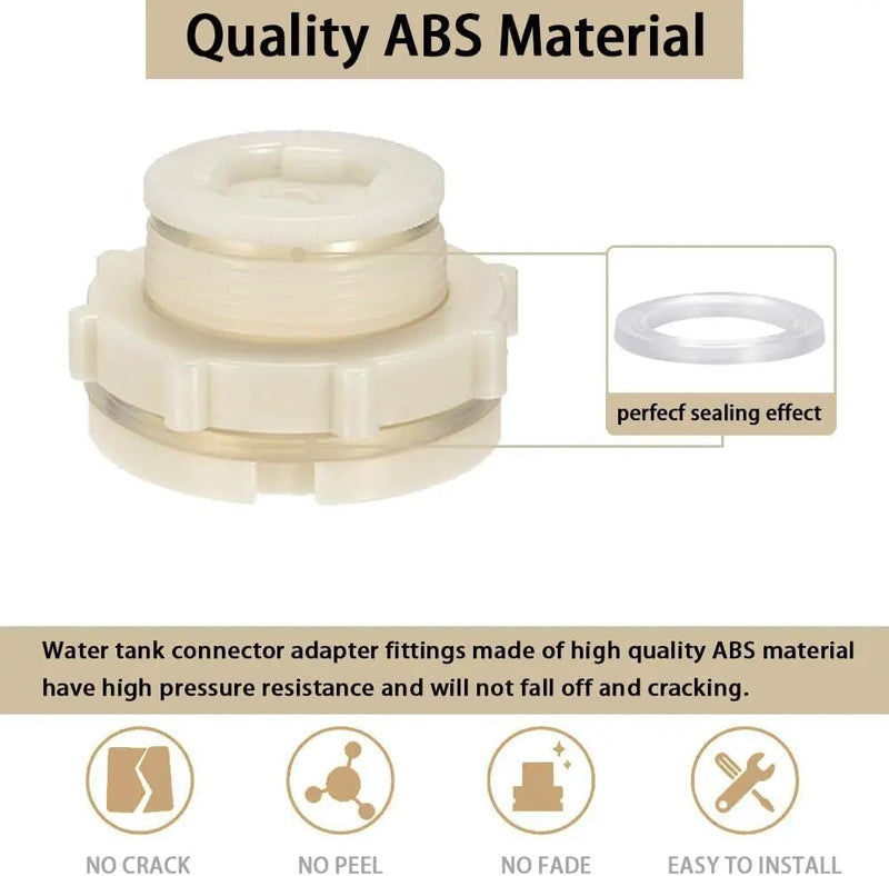 1.5" Female ABS Bulkhead Fitting, Plastic Water Tank Connector Adapter Fitting with Plugs for Outdoor rain Barrel Garden Hose Adapter Spigot kit Water Tank Gallon Drain Bucket(Set of 2) by GreenHaven Gardens