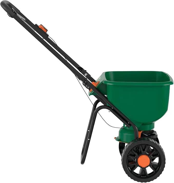 Scotts Turf Builder EdgeGuard DLX Broadcast Spreader for Seed, Fertilizer, Salt, Ice Melt, Holds up to 15,000 sq.ft. Product by GreenHaven Gardens
