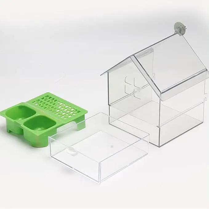 2026 New Pull-Out External Parrot Feeder, Bird Bath for Cage, 7*6*5.5in Bird Feeder House, Transparent Parakeet Cage Accessories, Easy To Fill, Clean, Long-Lasting, for Finch and Hummingbird (White) by GreenHaven Gardens