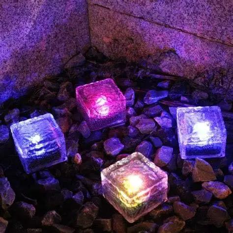 Solar Glass Brick Light - Crystal Brick Stone - Garden Solar Ice Cube Charming Glass Brick Lights Colour Change LED Garden Courtyard Pathway Patio Pool Outdoor Decoration Christmas(RGB 4PCS) by GreenHaven Gardens