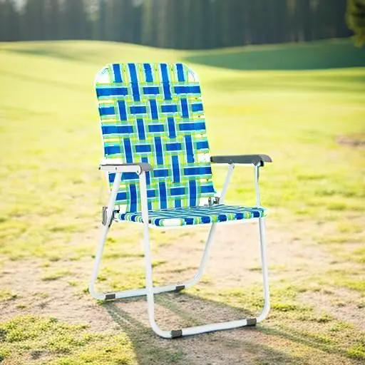 VINGLI Patio Lawn Webbed Folding Chairs Set of 4, Outdoor Beach Chair Portable Dining Chair for ir for Outdoor Yard, Garden(Blue, Classic) by GreenHaven Gardens